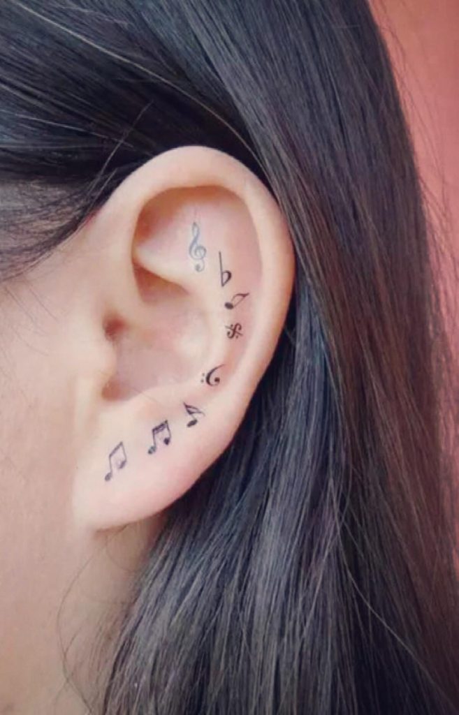 Ear tattoo;Tiny tattoo; tattoo designs; delicate tattoo