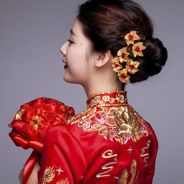 Chinese Bride; Hair Style; Matching; Hair Accessories; Tradition Hair Style; Ancient Hair Style; Weddings Hair Style; Red Hair Style; Accessories