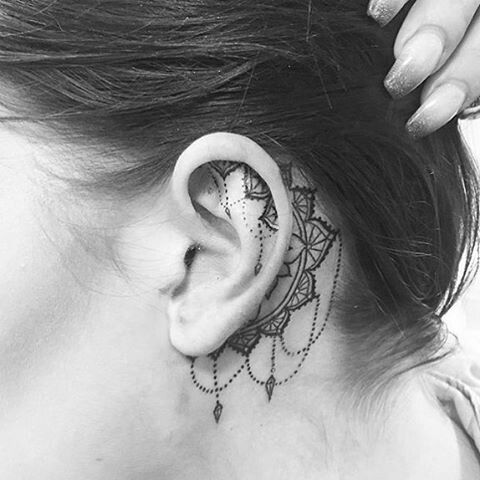 Ear tattoo;Tiny tattoo; tattoo designs; delicate tattoo