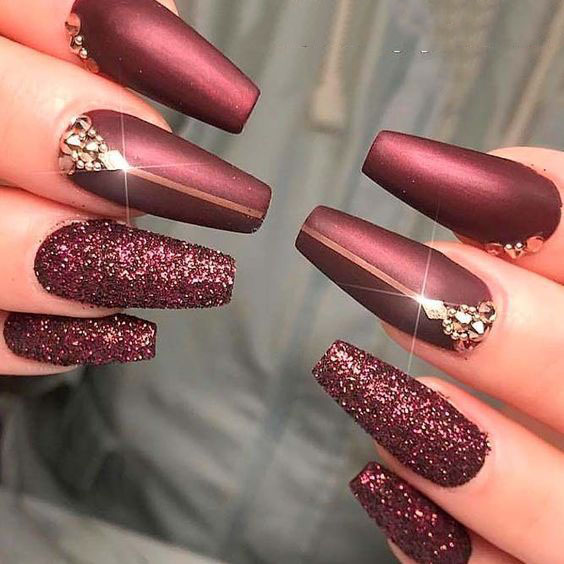 sparkling；Pointed；matte；acrylic；long；glitter；jewels