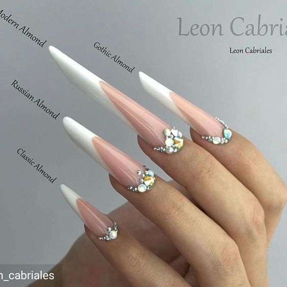 Long pointed nails; Extra long nails; Nail art; Long nail art; Sharp nails