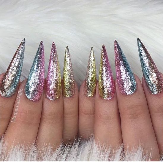 sparkling；Pointed；matte；acrylic；long；glitter；jewels