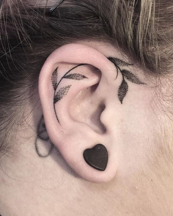 Ear tattoo;Tiny tattoo; tattoo designs; delicate tattoo