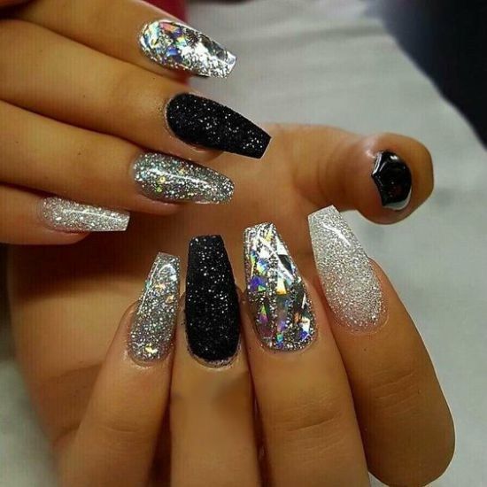 sparkling；Pointed；matte；acrylic；long；glitter；jewels