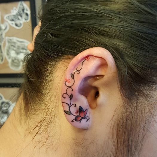 Ear tattoo;Tiny tattoo; tattoo designs; delicate tattoo