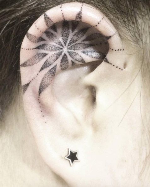 Ear tattoo;Tiny tattoo; tattoo designs; delicate tattoo