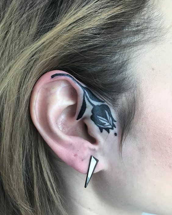Ear tattoo;Tiny tattoo; tattoo designs; delicate tattoo