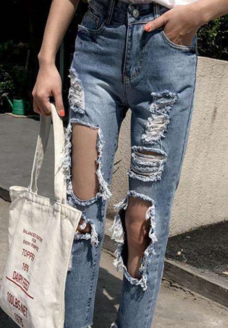 trends；jeans；skirt；strap dress；DIY；outfit；Shredded jeans