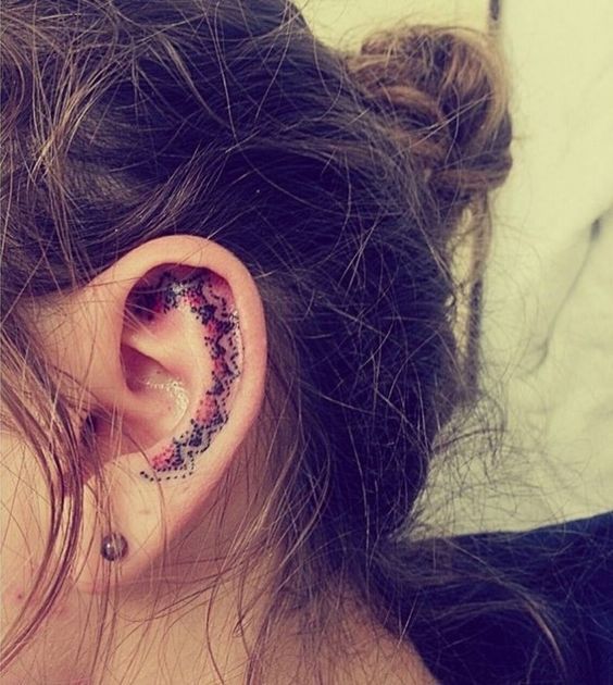 Ear tattoo;Tiny tattoo; tattoo designs; delicate tattoo