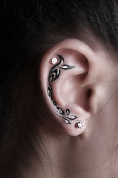 Ear tattoo;Tiny tattoo; tattoo designs; delicate tattoo