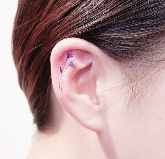 Ear tattoo;Tiny tattoo; tattoo designs; delicate tattoo