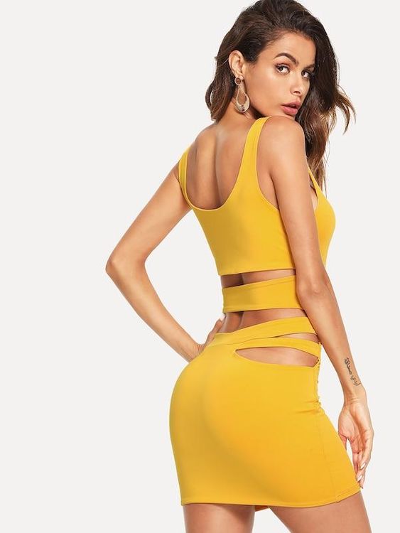 Yellow outfit;Stylish summer;Ideas and Designs;Holiday party;personality