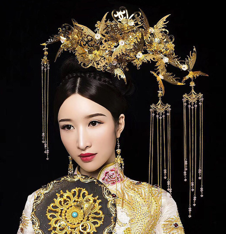 Chinese Bride; Hair Style; Matching; Hair Accessories; Tradition Hair Style; Ancient Hair Style; Weddings Hair Style; Red Hair Style; Accessories