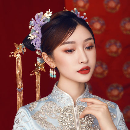 Chinese Bride; Hair Style; Matching; Hair Accessories; Tradition Hair Style; Ancient Hair Style; Weddings Hair Style; Red Hair Style; Accessories