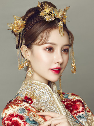 Chinese Bride; Hair Style; Matching; Hair Accessories; Tradition Hair Style; Ancient Hair Style; Weddings Hair Style; Red Hair Style; Accessories