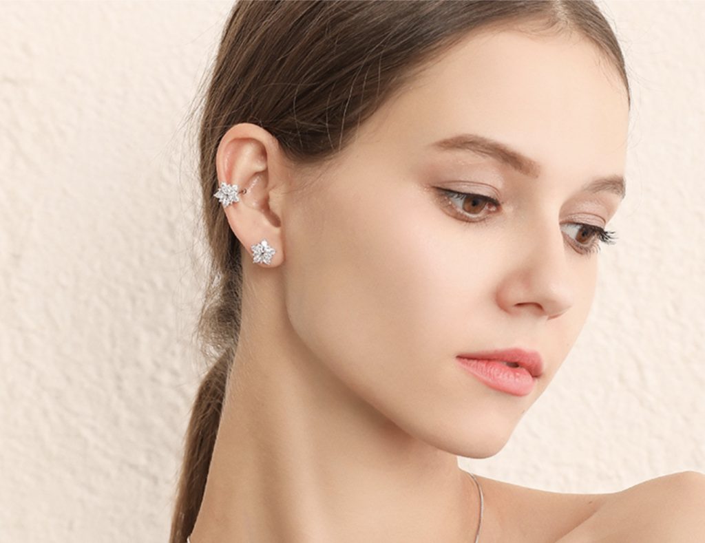 simple stud earrings; stud earrings; cute stud earrings; crystal studs; flower studs