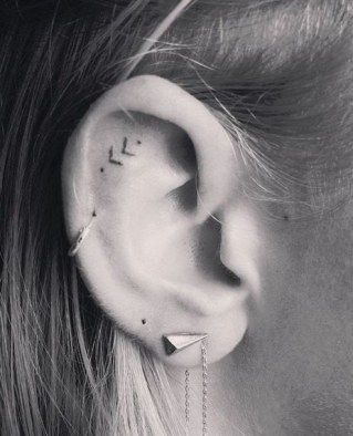 Ear tattoo;Tiny tattoo; tattoo designs; delicate tattoo