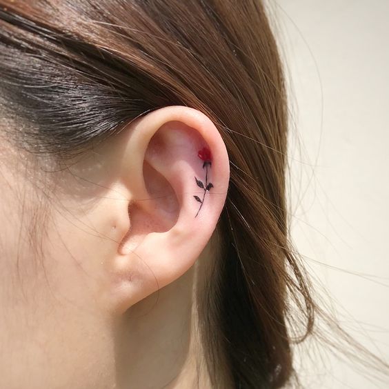 Ear tattoo;Tiny tattoo; tattoo designs; delicate tattoo