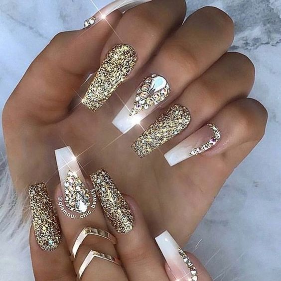 sparkling；Pointed；matte；acrylic；long；glitter；jewels