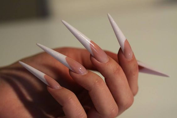 Long pointed nails; Extra long nails; Nail art; Long nail art; Sharp nails