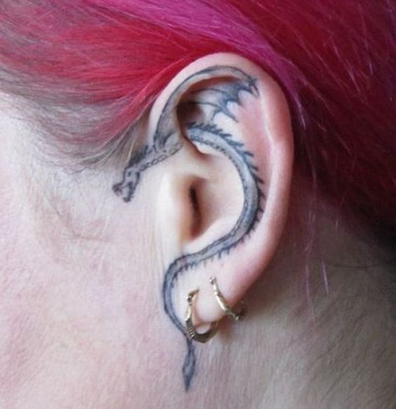 Ear tattoo;Tiny tattoo; tattoo designs; delicate tattoo