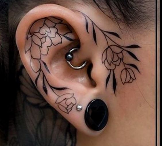 Ear tattoo;Tiny tattoo; tattoo designs; delicate tattoo