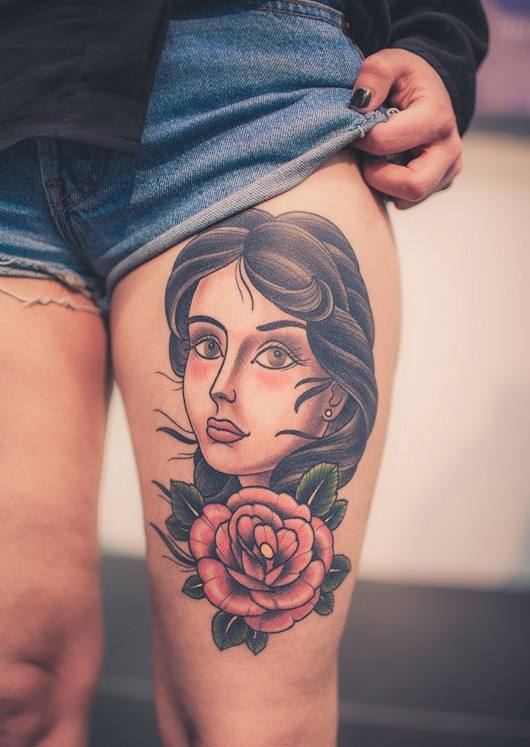 Thigh tattoo;women;harry potter;inspirational;ideas;for girls;flowers