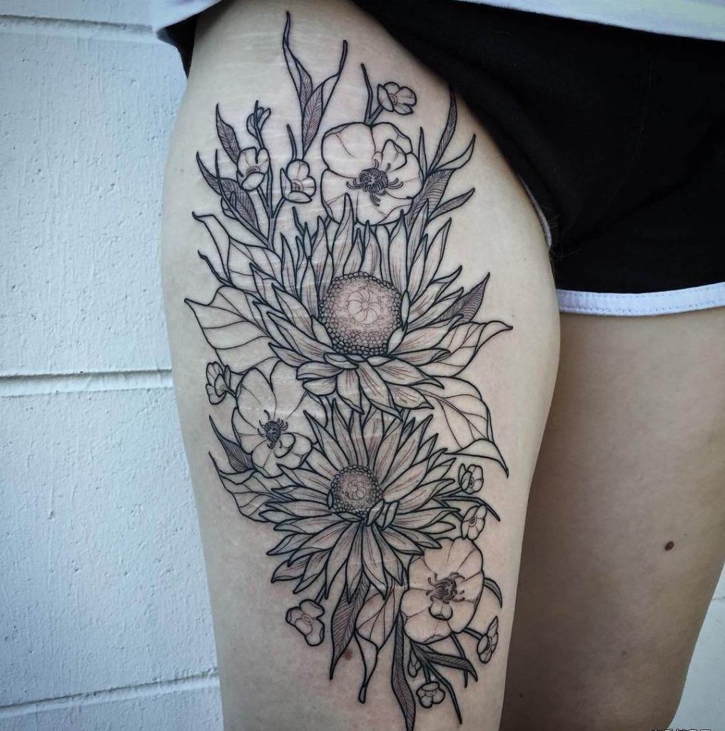 Thigh tattoo;women;harry potter;inspirational;ideas;for girls;flowers