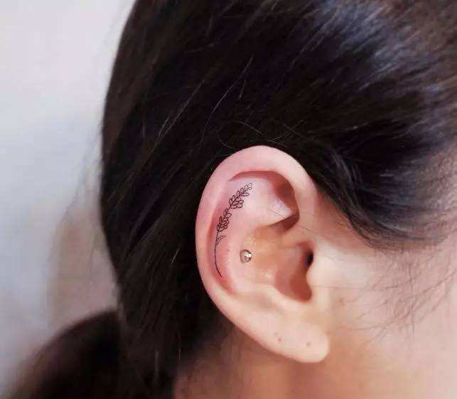 Ear tattoo;Tiny tattoo; tattoo designs; delicate tattoo