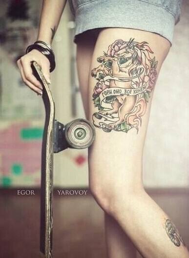 Thigh tattoo;women;harry potter;inspirational;ideas;for girls;flowers