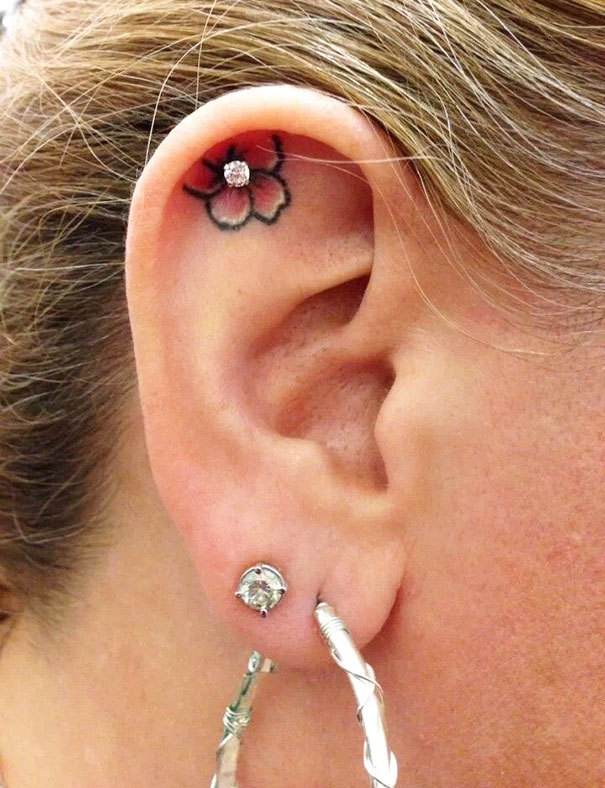 Ear tattoo;Tiny tattoo; tattoo designs; delicate tattoo