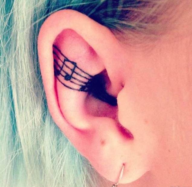 Ear tattoo;Tiny tattoo; tattoo designs; delicate tattoo