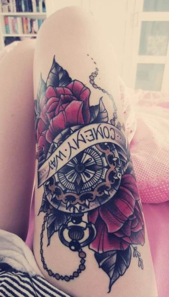 Thigh tattoo;women;harry potter;inspirational;ideas;for girls;flowers