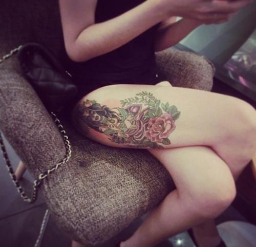 Thigh tattoo;women;harry potter;inspirational;ideas;for girls;flowers