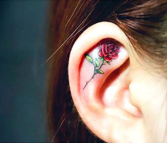 Ear tattoo;Tiny tattoo; tattoo designs; delicate tattoo