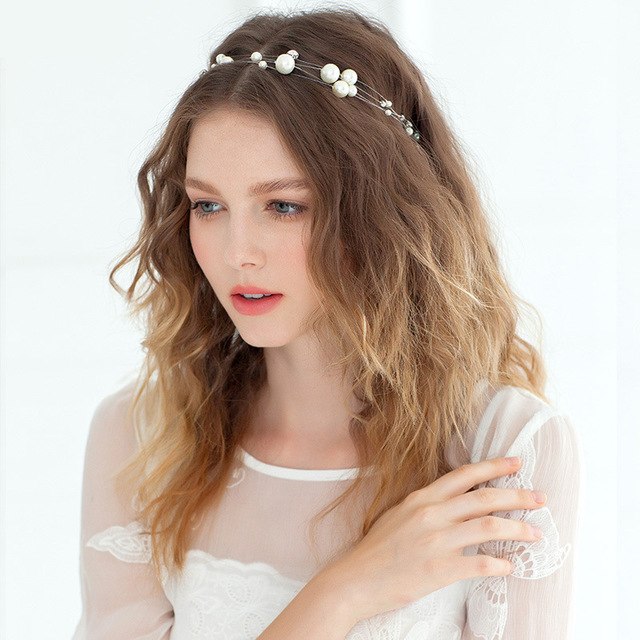 hair accessories；DIY；wedding；European style；Bridal hairstyle；for long hair；with veil;Wedding