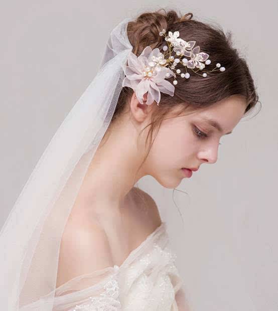 Bride hairstyle ;half up half down;for long hair;front view;medium length;with veil;down curls;wedding ideas