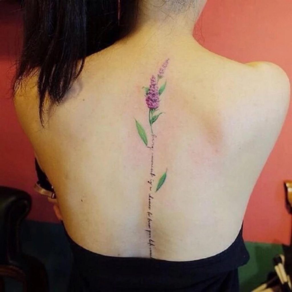 Back Tattoo; Small Tattoo； Tattoo For Woman; Meaningful Tattoo; Spine Tattoo; Female Tattoo